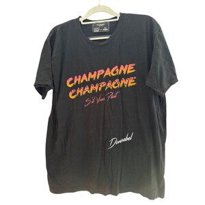 Domrebel XL T-Shirt Champagne With Black Rhinestones EUC